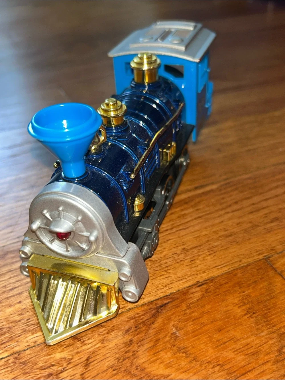 Kids Blue & Gold Toy Train Engine - Pullback Classic Locomotive